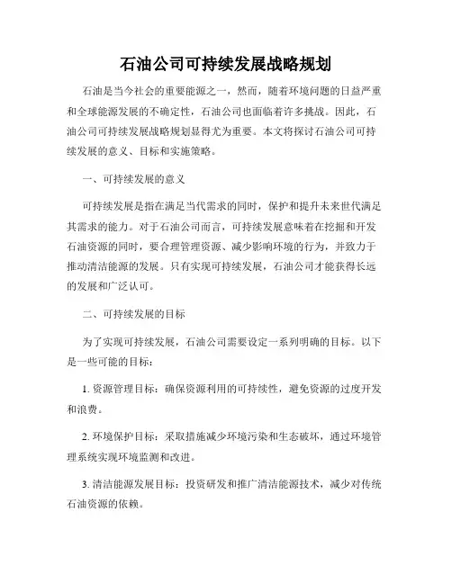 石油公司可持续发展战略规划