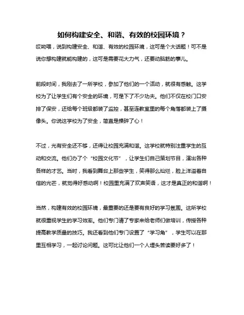 如何构建安全、和谐、有效的校园环境？