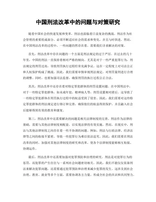 中国刑法改革中的问题与对策研究