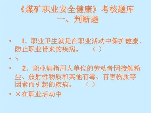 煤矿职业安全健康PPT课件