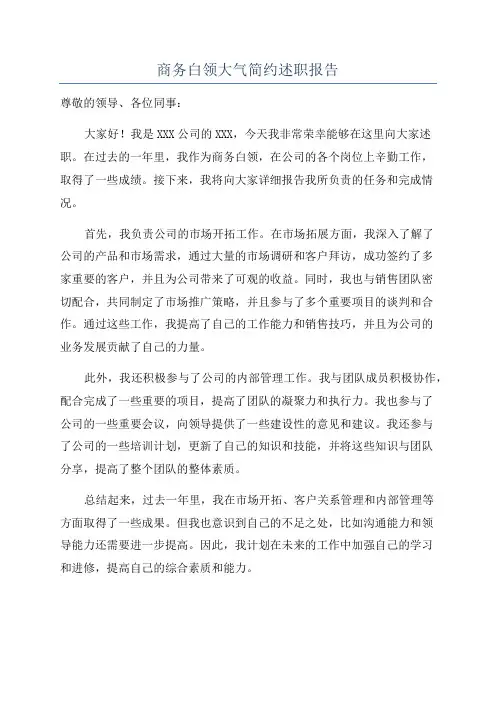 商务白领大气简约述职报告