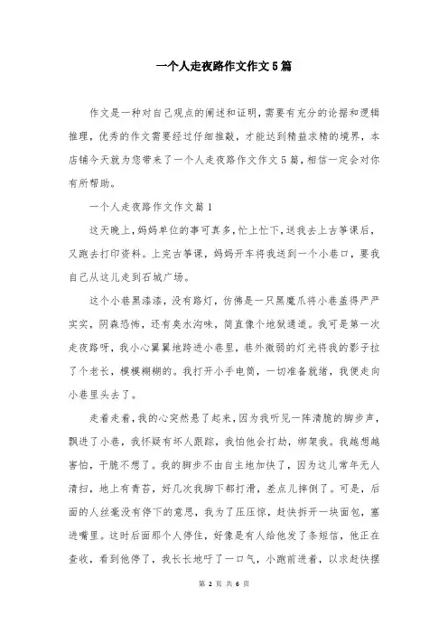 一个人走夜路作文作文5篇