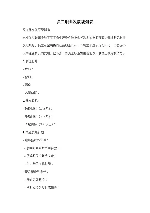 员工职业发展规划表