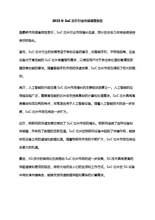 2023年SoC芯片行业市场调查报告