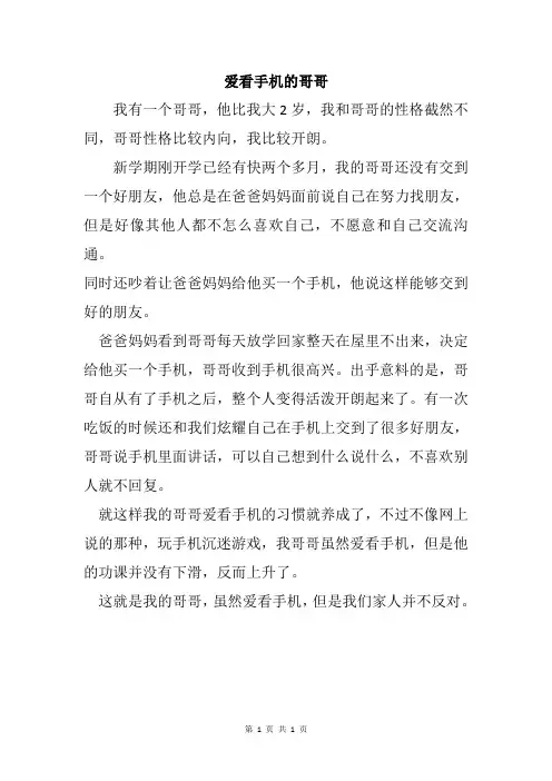 爱看手机的哥哥作文300字
