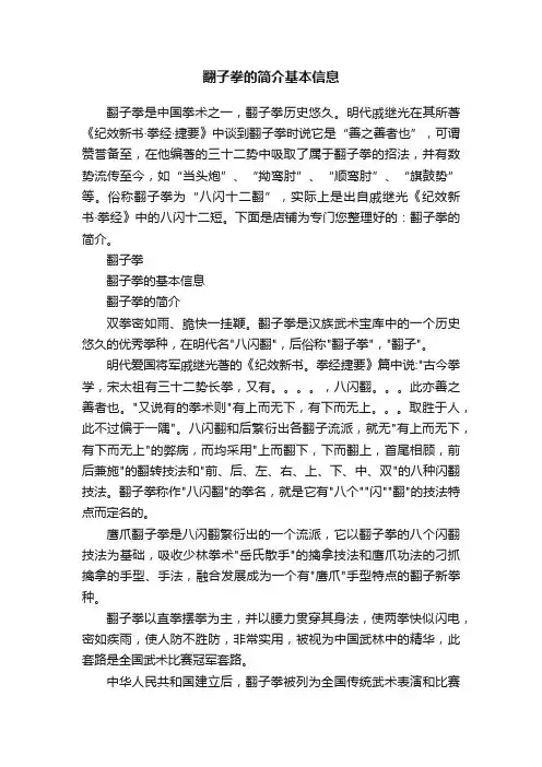 翻子拳的简介基本信息