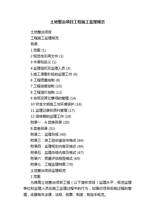 土地整治项目工程施工监理规范