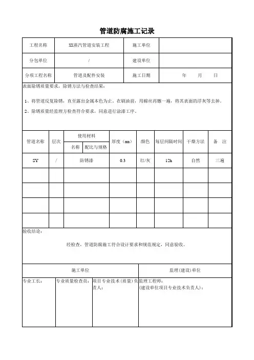 防腐、绝热记录