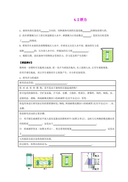 4.2 浮力教案(华师版八年级上册) (2)