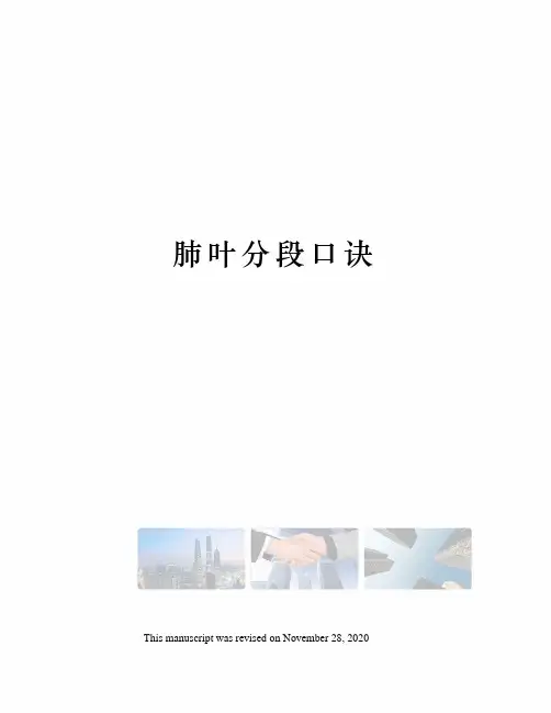 肺叶分段口诀