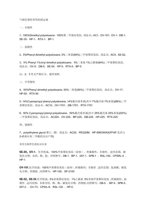 气相色谱柱常用的固定液