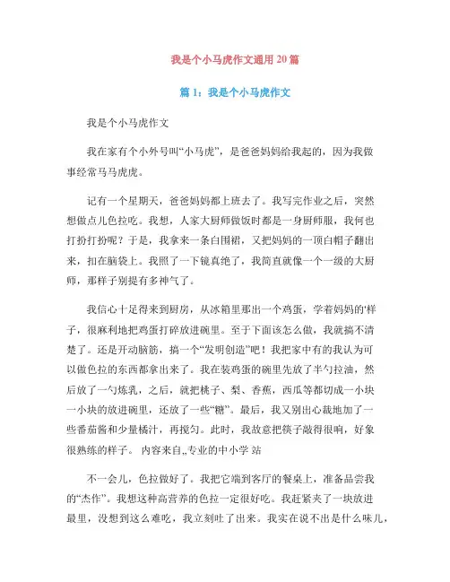 我是个小马虎作文通用20篇