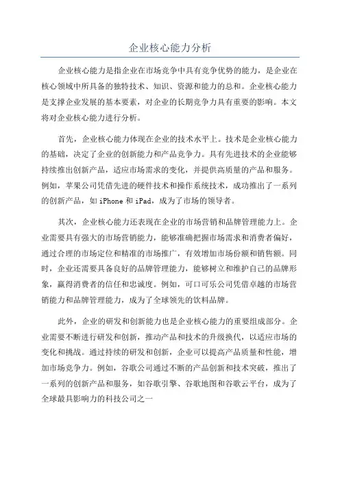 企业核心能力分析