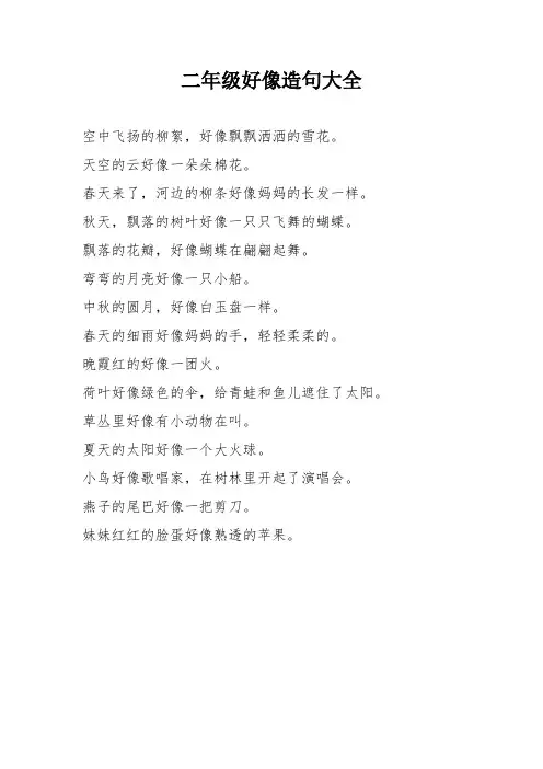二年级好像造句大全