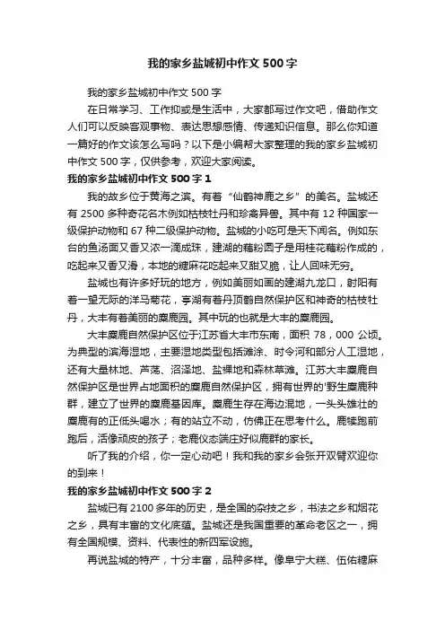 我的家乡盐城初中作文500字