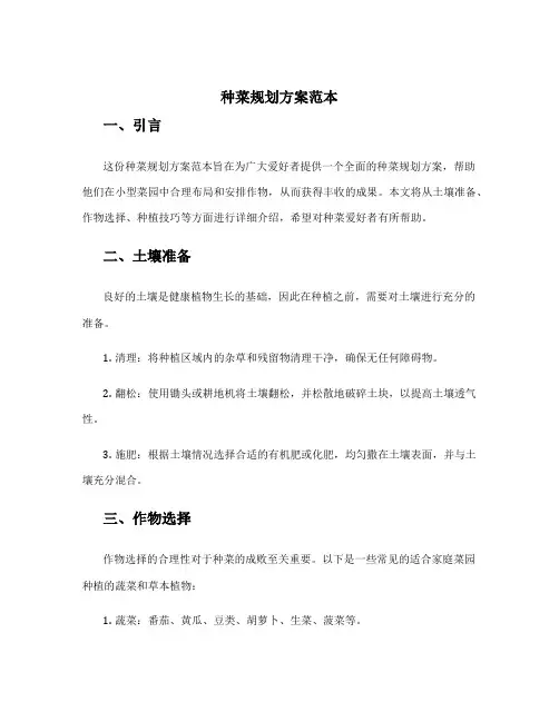 种菜规划方案范本