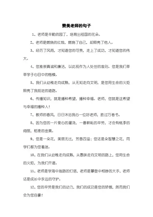 赞美老师的句子_2