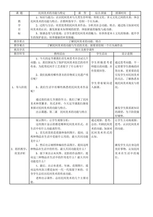《民间美术的功能与特定》教案