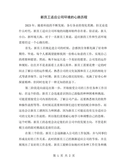 新员工适应公司环境的心路历程