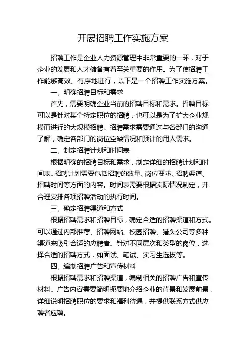 开展招聘工作实施方案