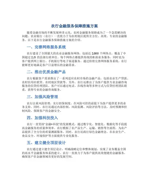 农行金融服务保障措施方案