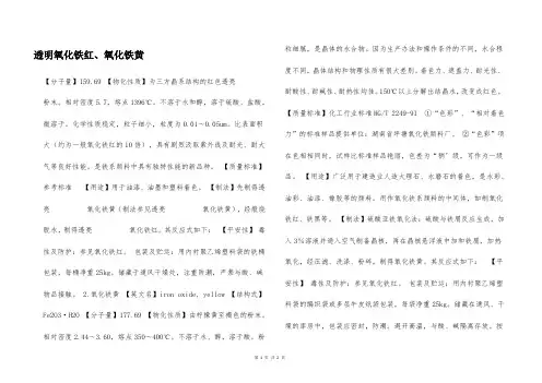 透明氧化铁红、氧化铁黄  