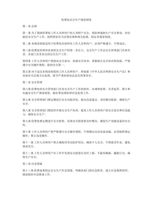 收费处安全生产规章制度