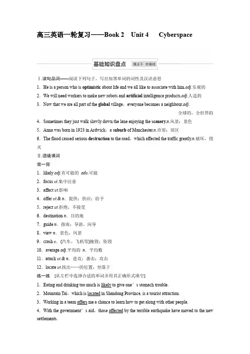 高三英语一轮复习——Book 2  Unit 4   Cyberspace