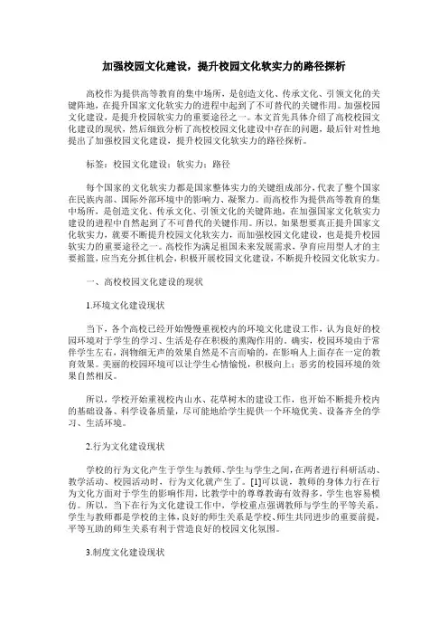 加强校园文化建设,提升校园文化软实力的路径探析