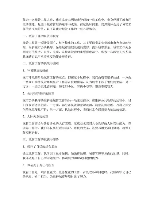 城管工作的心得体会范文