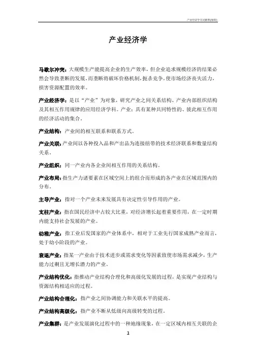 产业经济学名词解释(精简)