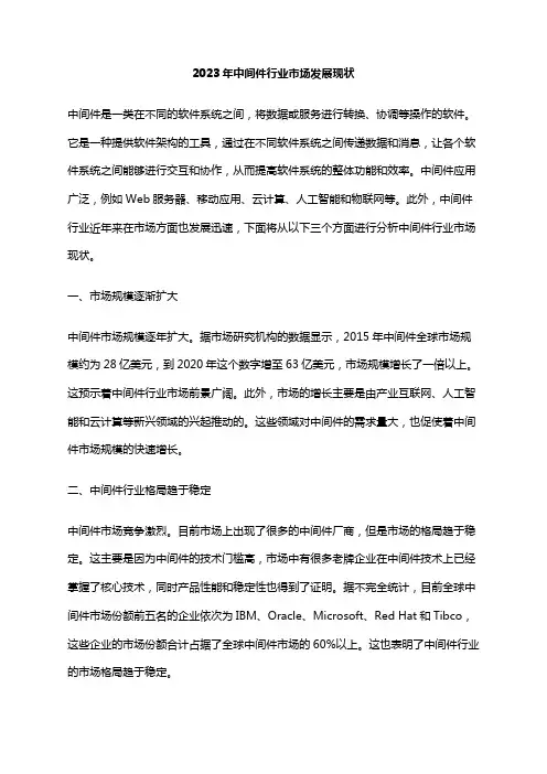 2023年中间件行业市场发展现状