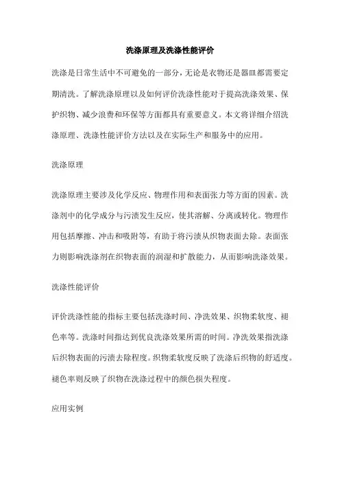 洗涤原理及洗涤性能评价