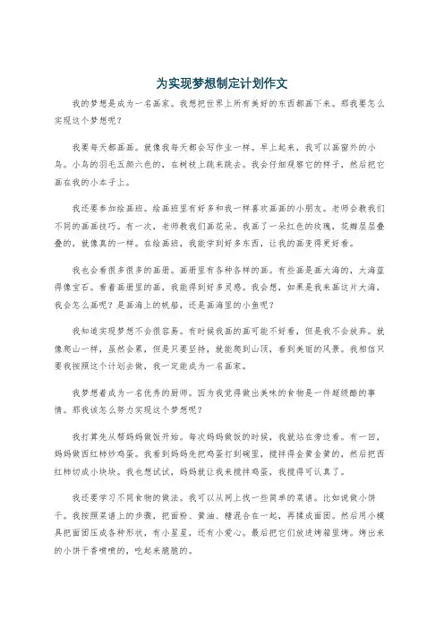 为实现梦想制定计划作文