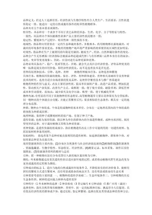 品种定义——精选推荐
