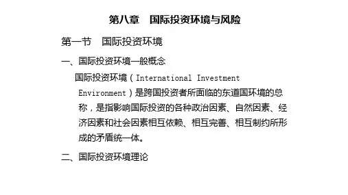 第八章  国际投资环境与风险  《国际投资学》PPT课件