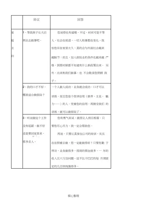 保险公司增员话术锦囊