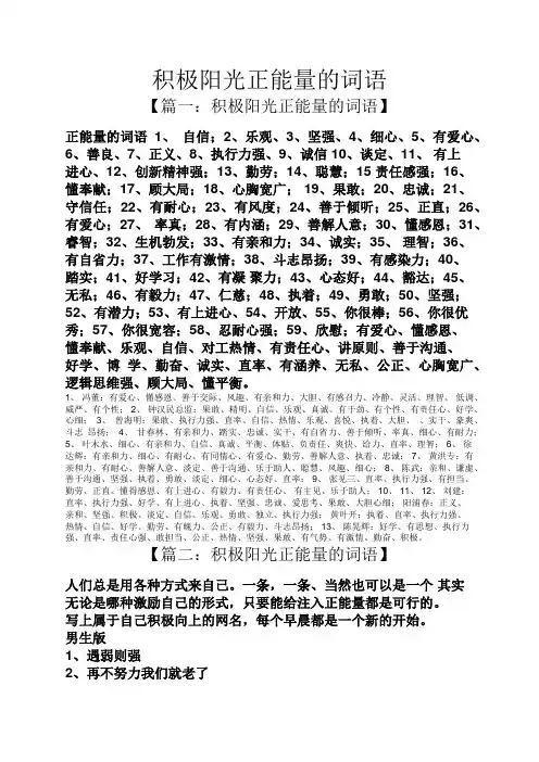 积极阳光正能量的词语