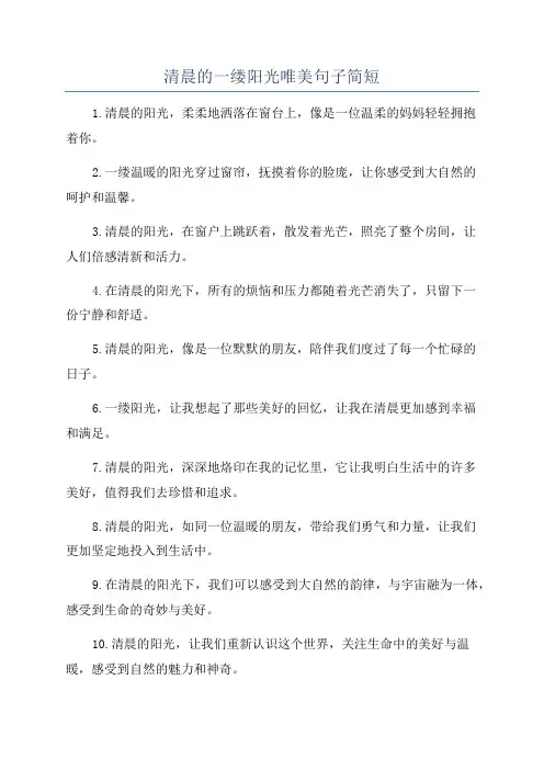 清晨的一缕阳光唯美句子简短