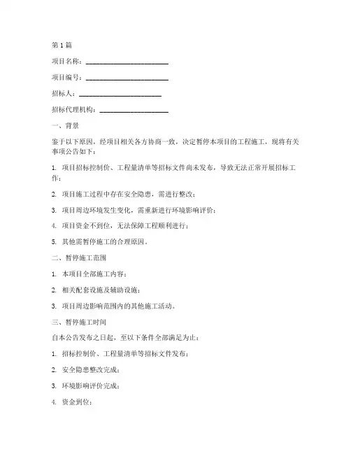 工程施工暂停令_模板(3篇)