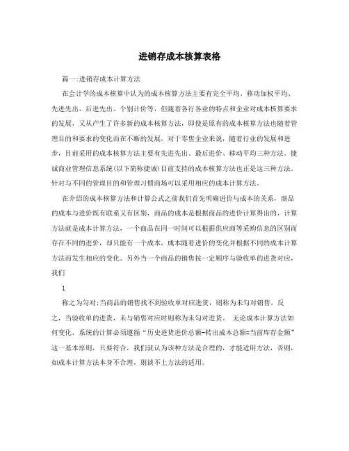 进销存成本核算表格