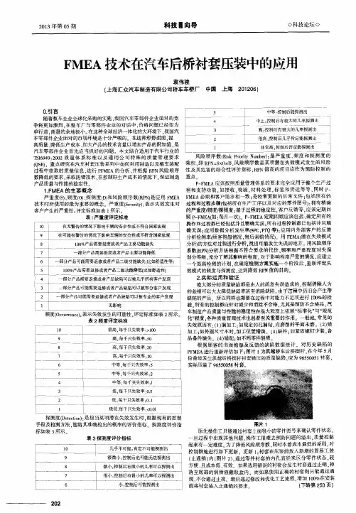 FMEA技术在汽车后桥衬套压装中的应用