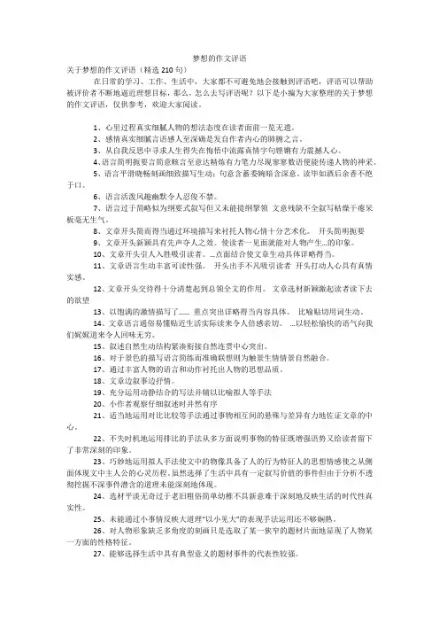 梦想的作文评语