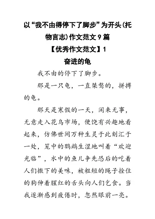 以“我不由得停下了脚步”为开头(托物言志)作文范文9篇