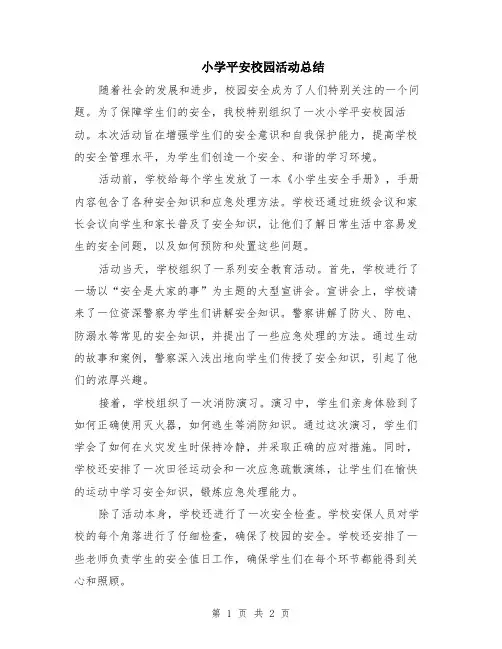 小学平安校园活动总结
