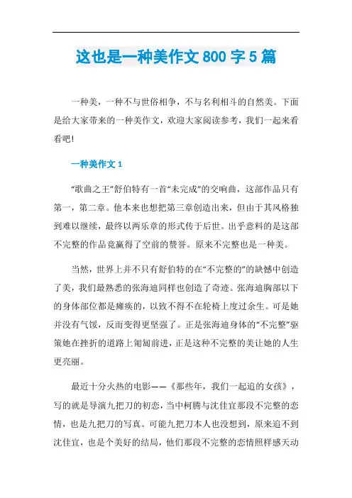 这也是一种美作文800字5篇