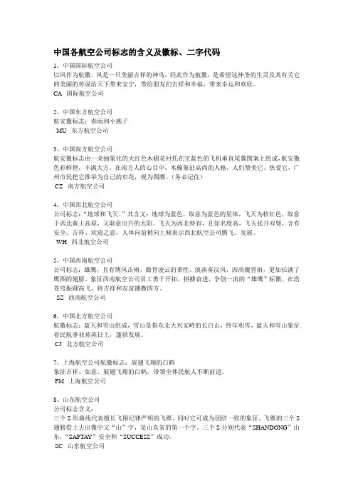 中国各航空公司标志的含义及徽标