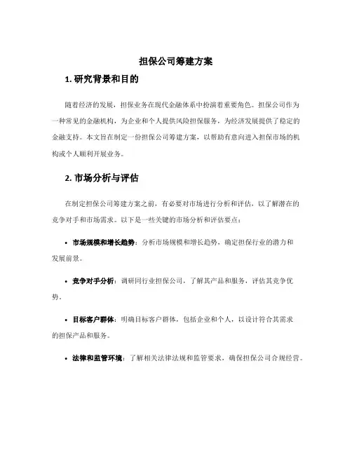 担保公司筹建方案