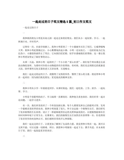 一起走过的日子范文精选5篇_初三作文范文