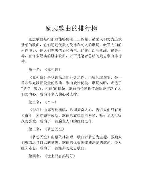 励志歌曲的排行榜